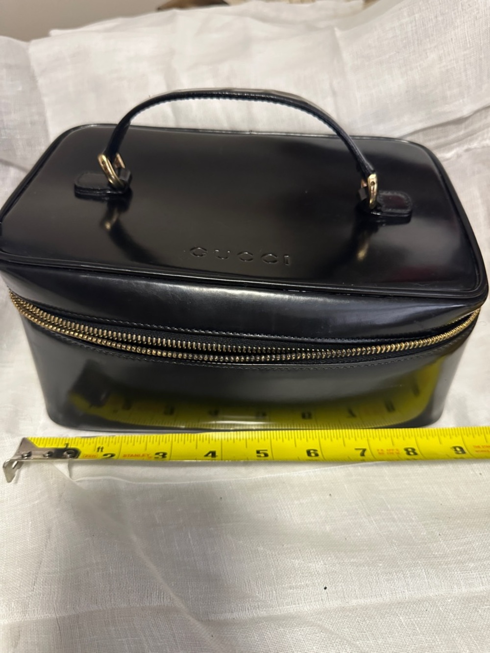 Authentic Gucci Black Patent Leather Vanity Case with Bamboo Zipper Pulls - Picture 15 of 15